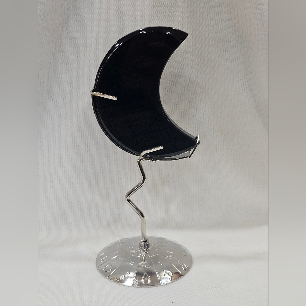 Midnight Lace Obsidian Crystal Moon On Stand
